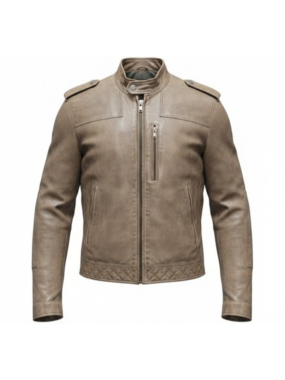William Rast Men Brown Distressed Leather Rider Moto Zip Sleeves Jacket Size XL